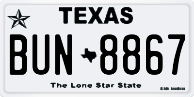 TX license plate BUN8867