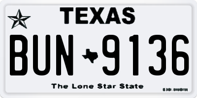 TX license plate BUN9136
