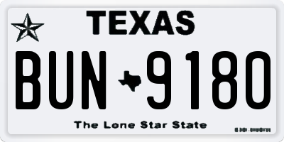 TX license plate BUN9180