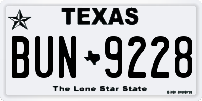 TX license plate BUN9228