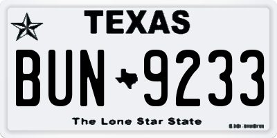 TX license plate BUN9233