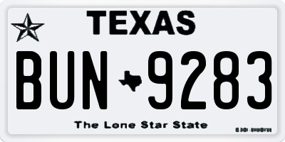 TX license plate BUN9283