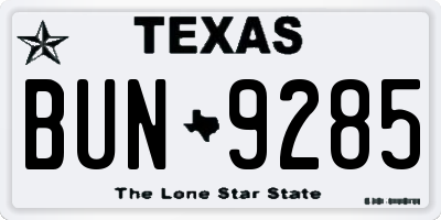 TX license plate BUN9285