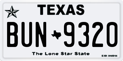 TX license plate BUN9320