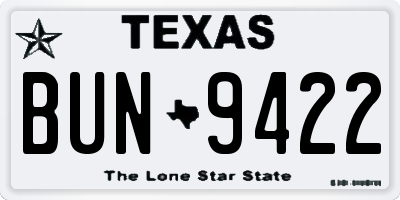 TX license plate BUN9422