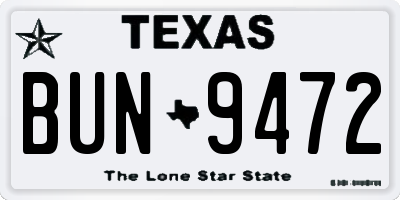TX license plate BUN9472