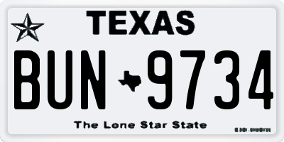TX license plate BUN9734