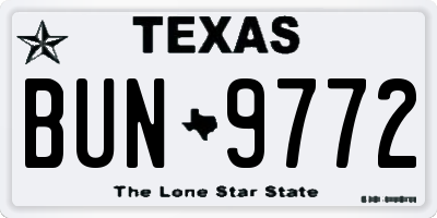 TX license plate BUN9772