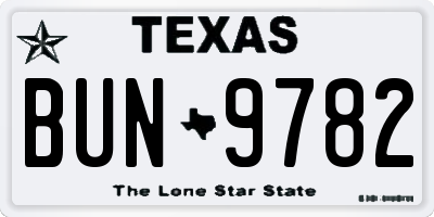 TX license plate BUN9782