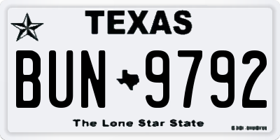 TX license plate BUN9792