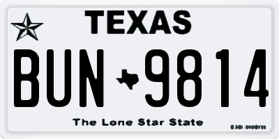 TX license plate BUN9814