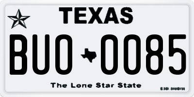 TX license plate BUO0085