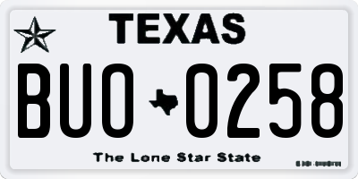 TX license plate BUO0258