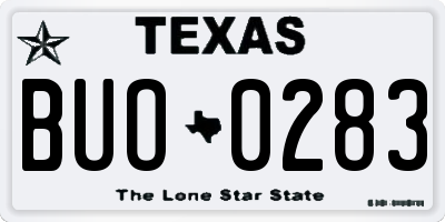 TX license plate BUO0283
