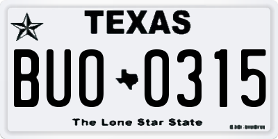 TX license plate BUO0315