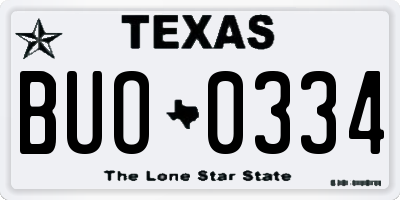 TX license plate BUO0334