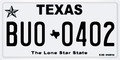 TX license plate BUO0402