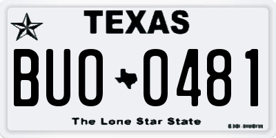 TX license plate BUO0481
