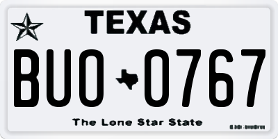 TX license plate BUO0767