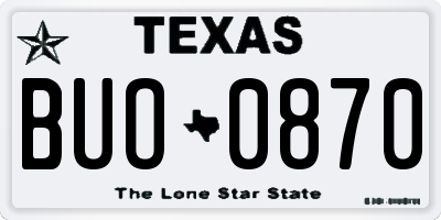 TX license plate BUO0870
