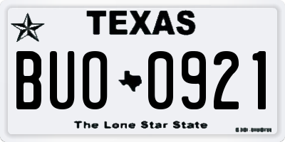 TX license plate BUO0921