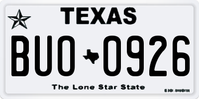 TX license plate BUO0926
