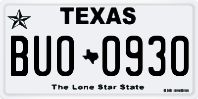 TX license plate BUO0930