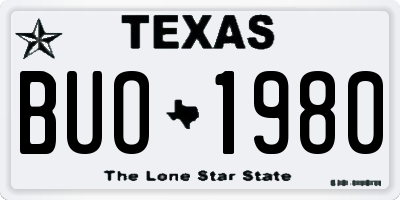 TX license plate BUO1980