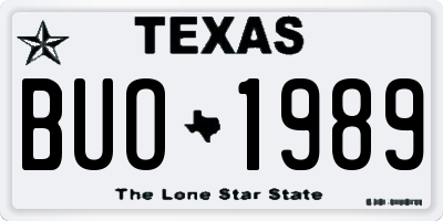 TX license plate BUO1989