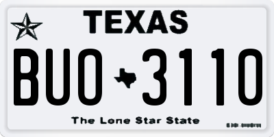 TX license plate BUO3110