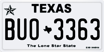 TX license plate BUO3363