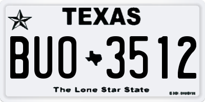 TX license plate BUO3512