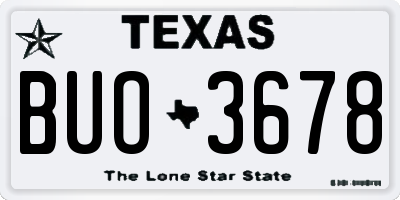 TX license plate BUO3678