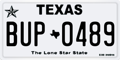 TX license plate BUP0489