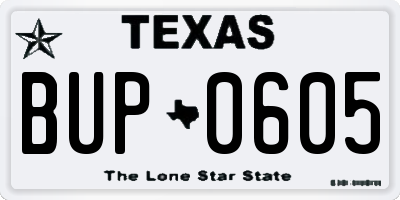 TX license plate BUP0605