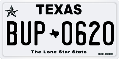 TX license plate BUP0620