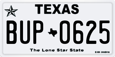 TX license plate BUP0625