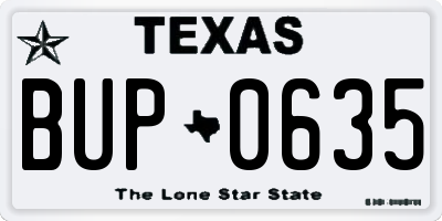 TX license plate BUP0635