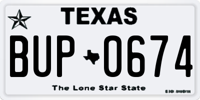 TX license plate BUP0674
