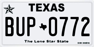 TX license plate BUP0772
