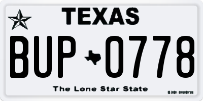 TX license plate BUP0778