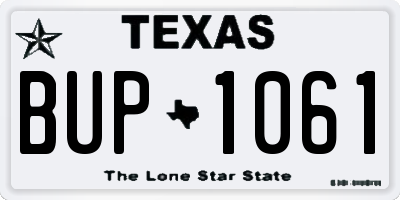 TX license plate BUP1061