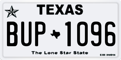 TX license plate BUP1096