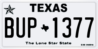 TX license plate BUP1377