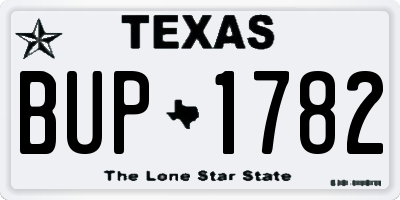 TX license plate BUP1782