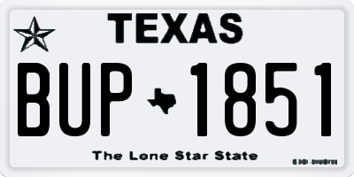 TX license plate BUP1851