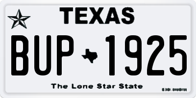 TX license plate BUP1925