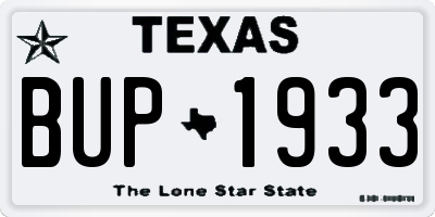 TX license plate BUP1933