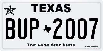 TX license plate BUP2007