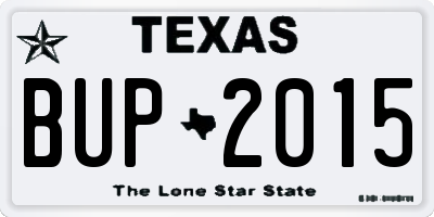 TX license plate BUP2015